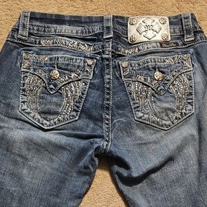 Miss Me Cuffed Capri Jeans with Silver Embellishments, Size 27